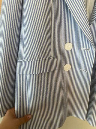 Americana Mango rayas azul y blanco