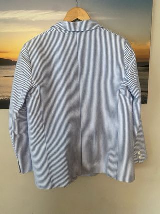 Americana Mango rayas azul y blanco