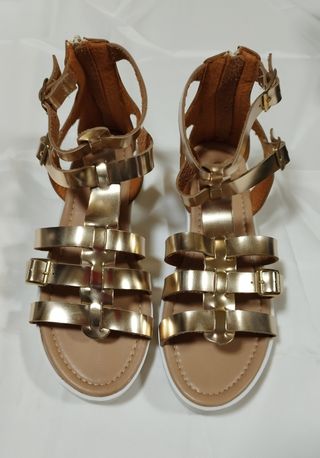 Sandali gladiator dorati da donna