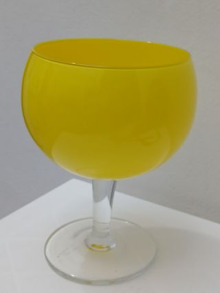 Coppa portacandele in vetro giallo