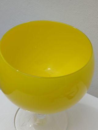 Coppa portacandele in vetro giallo