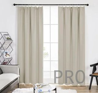 Tende per Camera da Letto e Soggiorno, Termiche e Isolanti, Freddo e Caldo, Decorazione Moderna con Occhielli, 2 Pezzi, 229x229cm, Beige Chiaro