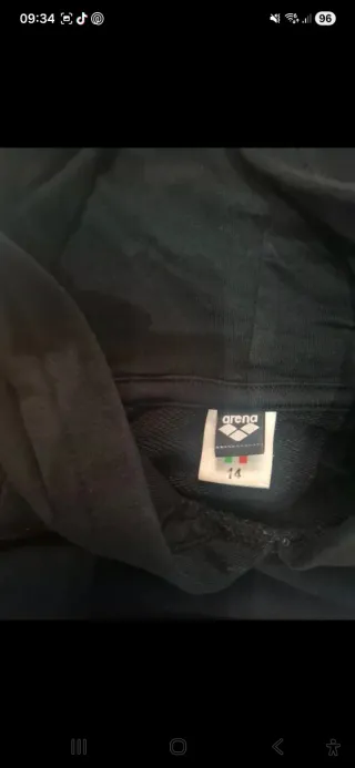 Arena felpa con cappuccio nera taglia 14 anni