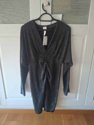 Vestido plateado brillante talla L