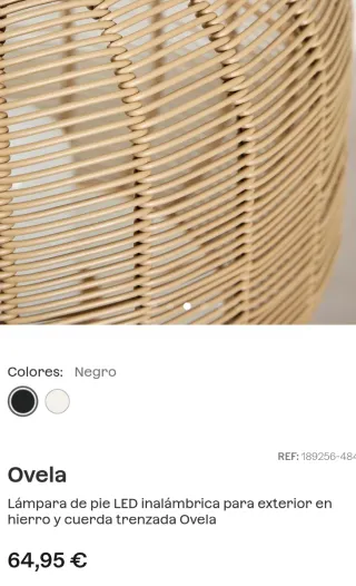 Lámpara de pie metal y mimbre