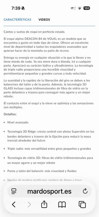 Sci Volkl Deacon 84 con attacchi