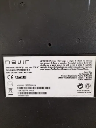 Televisor Nevir 24 pulgadas, con mando