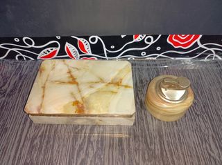 Set gioielli/scatola sigari + accendino anni '60-'70