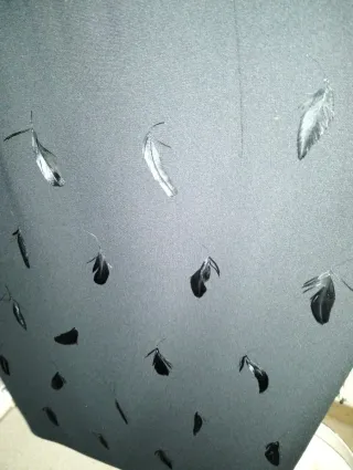 Falda negra con detalle de plumas