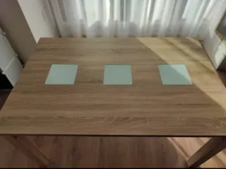 Mesa comedor extensible madera y cristal