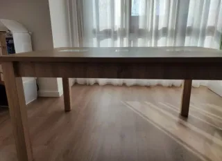 Mesa comedor extensible madera y cristal