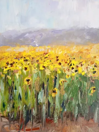 Dipinto olio su tela Girasoli