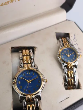Pareja de relojes Geneva oro y plata