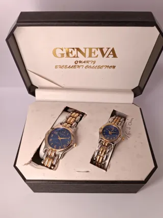 Pareja de relojes Geneva oro y plata