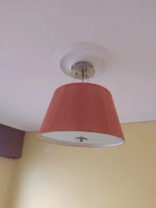 Lámpara colgante naranja tela y metal