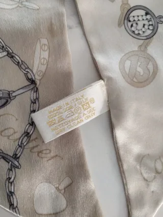 Bufanda seda Cartier beige y oro