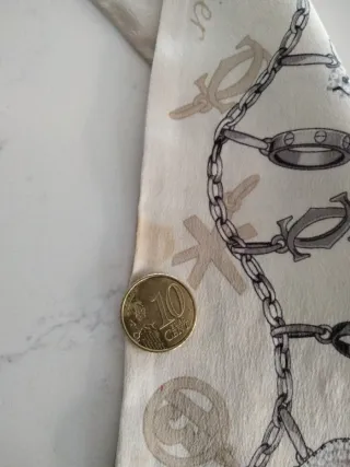 Bufanda seda Cartier beige y oro