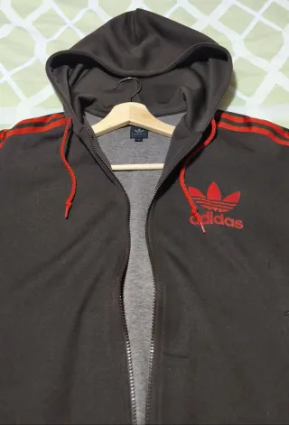 Chaqueta Adidas Marrón Franjas Naranja Talla M
