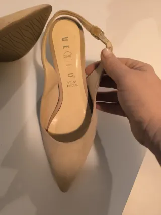 Zapatos tacón slingback beige