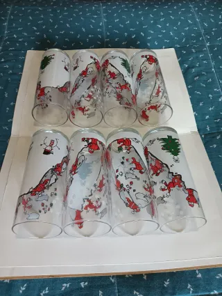 8 VASOS NAVIDAD SANTA CLAUS - PAPA NOEL - NIEVE
