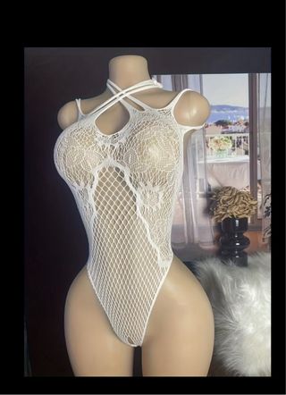 Body de encaje blanco talla única