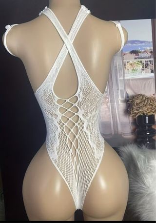 Body de encaje blanco talla única