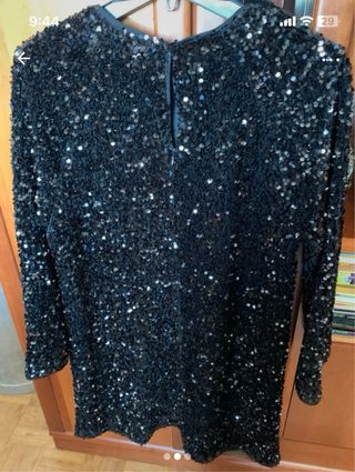 Vestido H&M lentejuelas manga larga con forro.