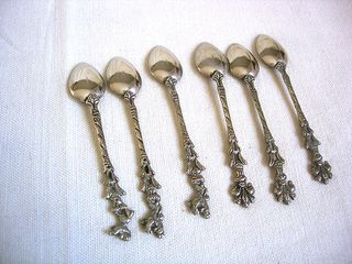 Set 6 Cucchiaini Argentati Decorati