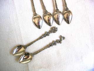 Set 6 Cucchiaini Argentati Decorati