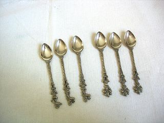 Set 6 Cucchiaini Argentati Decorati
