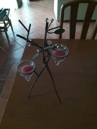 Portacandele in metallo e vetro