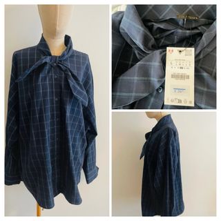 Camisa oversize ZARA cuadros lazo Talla L