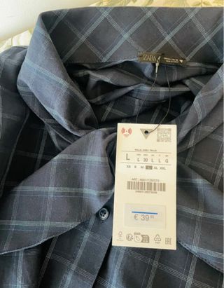 Camisa oversize ZARA cuadros lazo Talla L