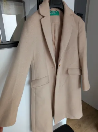 Abrigo Benetton lana rosa pálido
