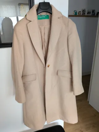 Abrigo Benetton lana rosa pálido