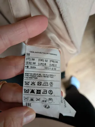 Abrigo Benetton lana rosa pálido