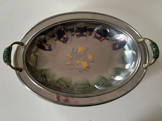 Vassoio vintage inox con manici