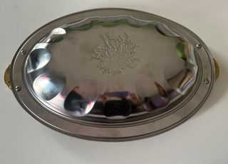 Vassoio vintage inox con manici