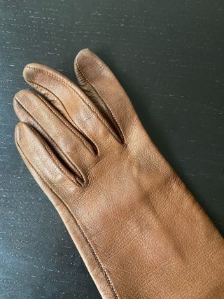 Guantes largos de piel marrón
