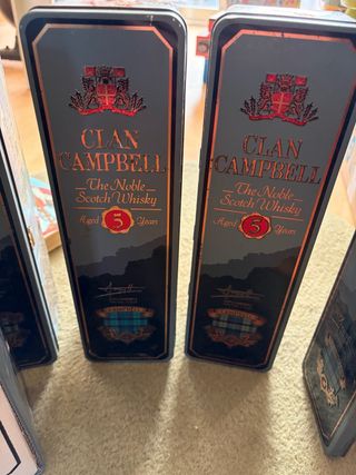 Scatola metallica per whisky Clan Campbell, vuota