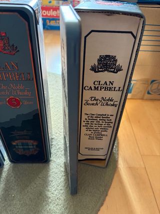 Scatola metallica per whisky Clan Campbell, vuota