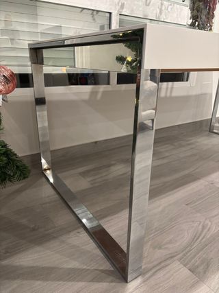 Mesa Comedor Blanca Lacada Patas Acero