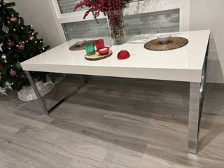 Mesa Comedor Blanca Lacada Patas Acero