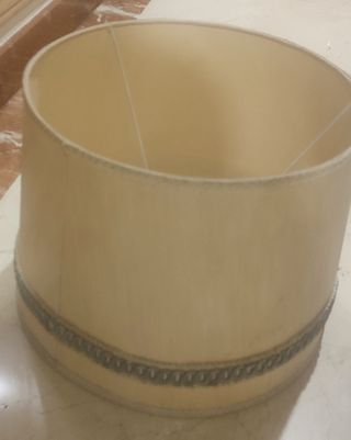 Pantalla lámpara pie antigua tela metal.