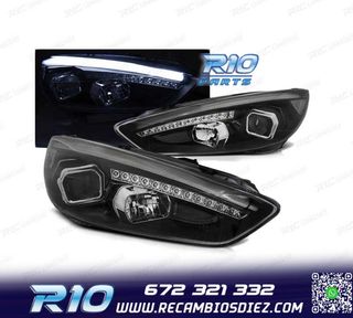 FAROS FORD FOCUS MK3 15-18 LED TRU DRL NEGROS