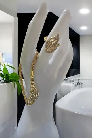 Set Bracciale e Anello Dorati con Cristalli