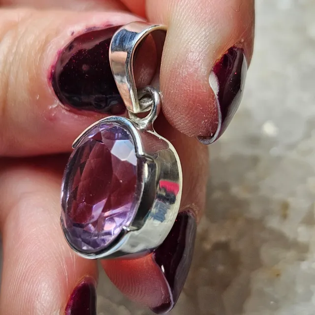 Colgante Plata 925 Amatista Ovalada