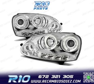 FAROS OJOS ANGEL PARA VOLKSWAGEN VW GOLF 5 03-09 LED CROMADO