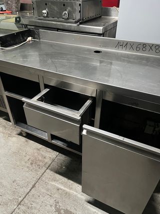 Mueble cafetero acero inoxidable 141x68x88