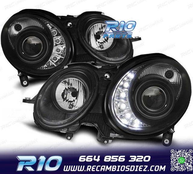 FAROS MERCEDES CLASE E W211 02-06 LUZ DIURNA FONDO NEGRO